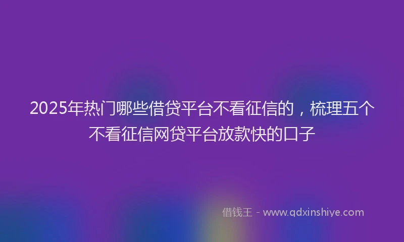 2025年热门哪些借贷平台不看征信的，梳理五个不看征信网贷平台放款快的口子