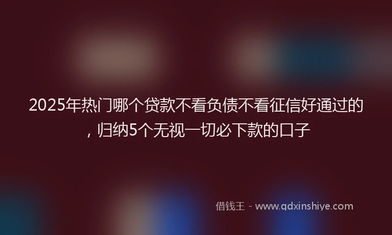 2025年热门哪个贷款不看负债不看征信好通过的，归纳5个无视一切必下款的口子