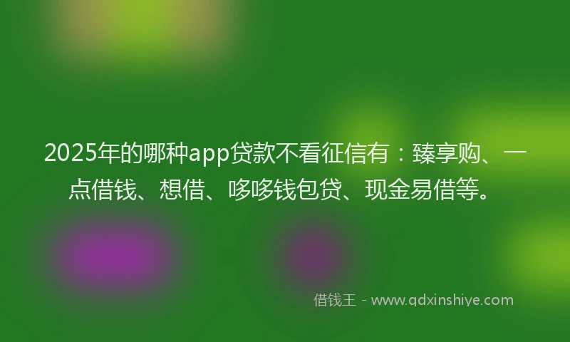 2025年的哪种app贷款不看征信有：臻享购、一点借钱、想借、哆哆钱包贷、现金易借等。