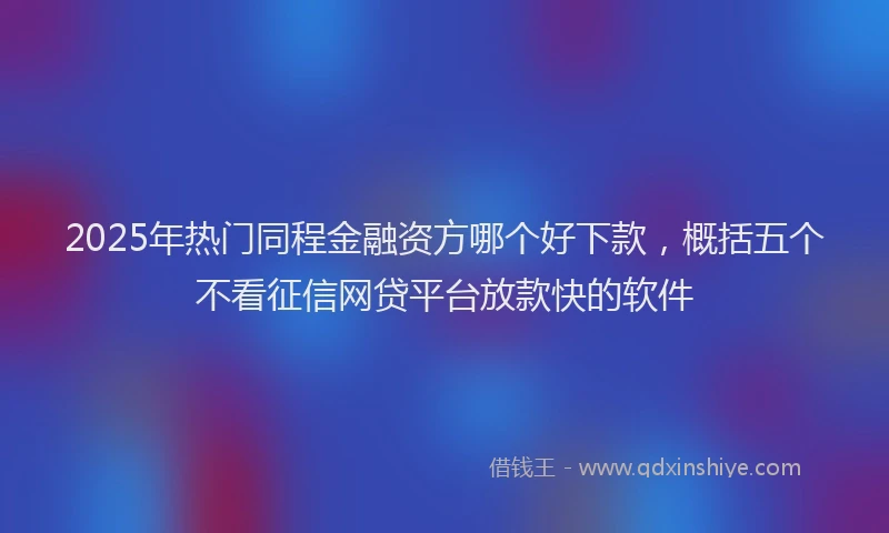 2025年热门同程金融资方哪个好下款，概括五个不看征信网贷平台放款快的软件