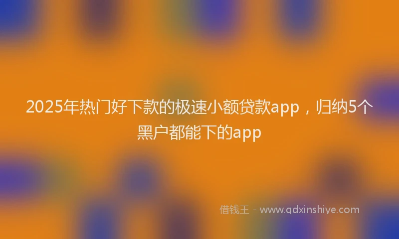 2025年热门好下款的极速小额贷款app，归纳5个黑户都能下的app
