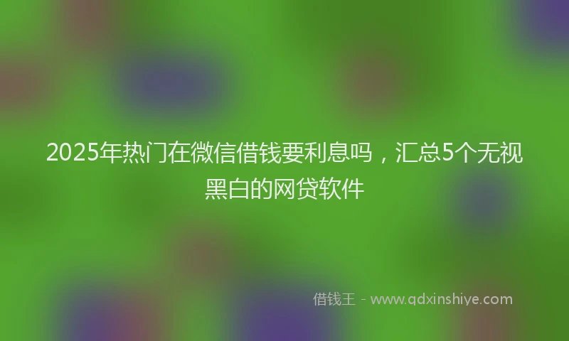 2025年热门在微信借钱要利息吗，汇总5个无视黑白的网贷软件