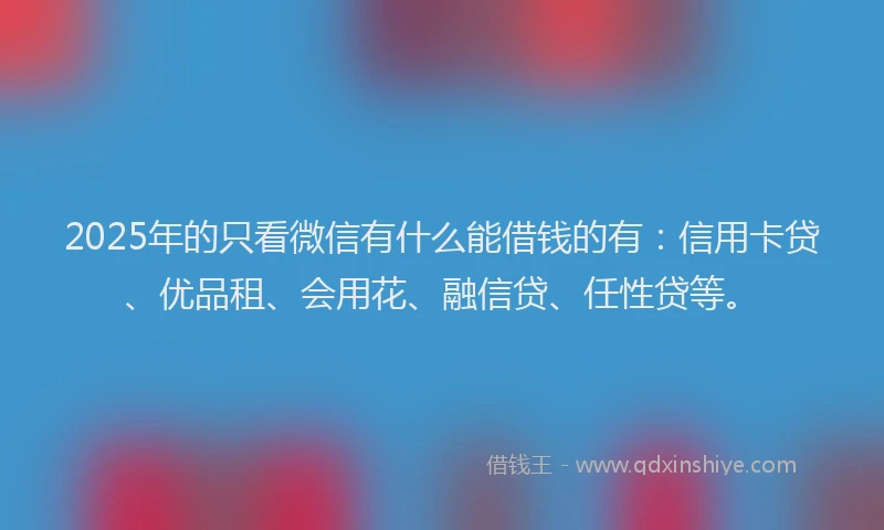 2025年的只看微信有什么能借钱的有：信用卡贷、优品租、会用花、融信贷、任性贷等。