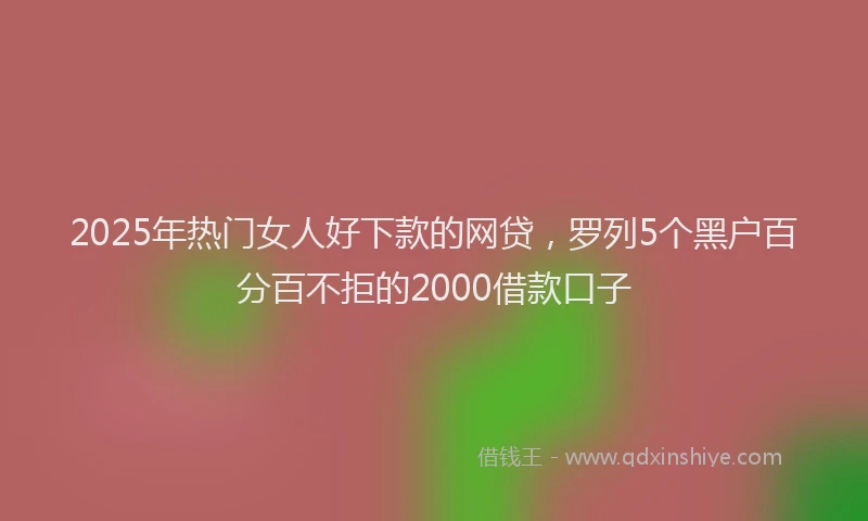 2025年热门女人好下款的网贷，罗列5个黑户百分百不拒的2000借款口子