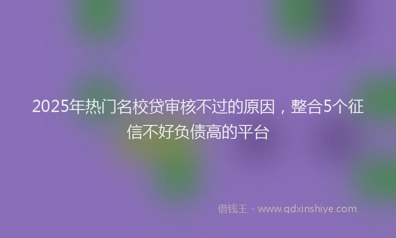2025年热门名校贷审核不过的原因，整合5个征信不好负债高的平台