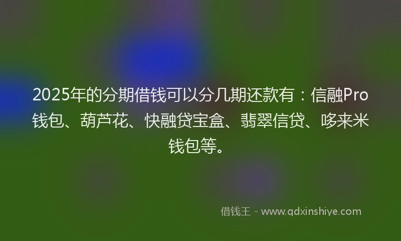 2025年的分期借钱可以分几期还款有：信融Pro钱包、葫芦花、快融贷宝盒、翡翠信贷、哆来米钱包等。