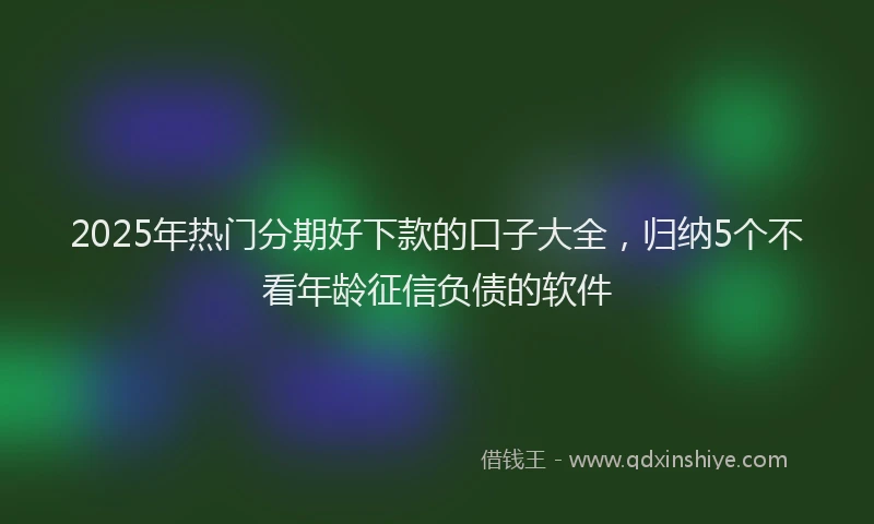 2025年热门分期好下款的口子大全，归纳5个不看年龄征信负债的软件