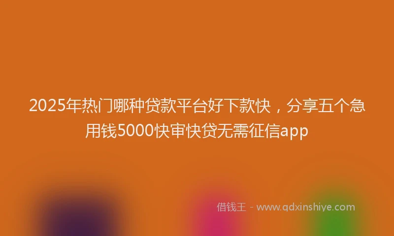 2025年热门哪种贷款平台好下款快，分享五个急用钱5000快审快贷无需征信app