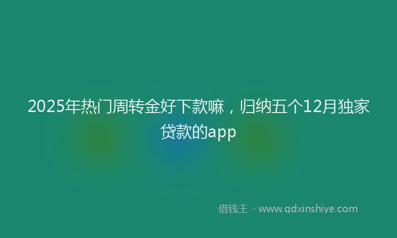 2025年热门周转金好下款嘛，归纳五个12月独家贷款的app