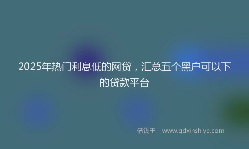 2025年热门利息低的网贷，汇总五个黑户可以下的贷款平台