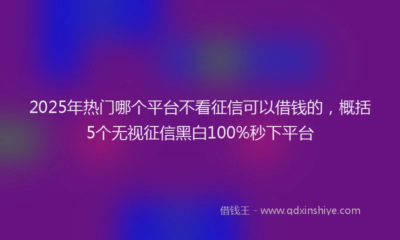 2025年热门哪个平台不看征信可以借钱的，概括5个无视征信黑白100%秒下平台