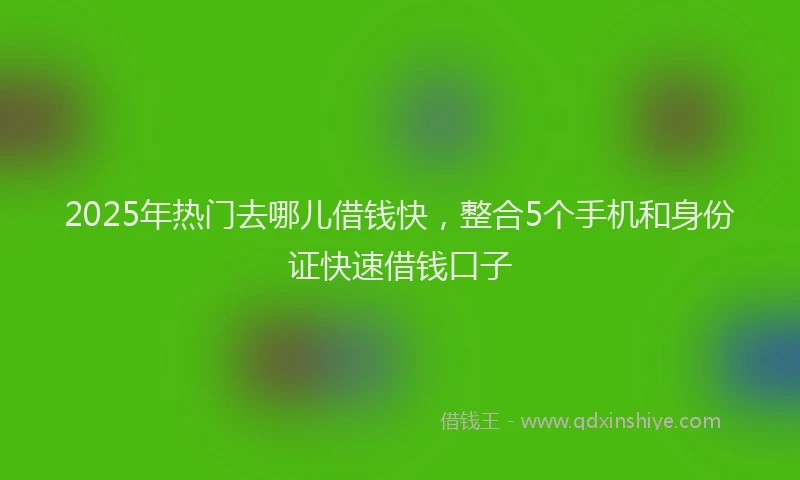2025年热门去哪儿借钱快，整合5个手机和身份证快速借钱口子