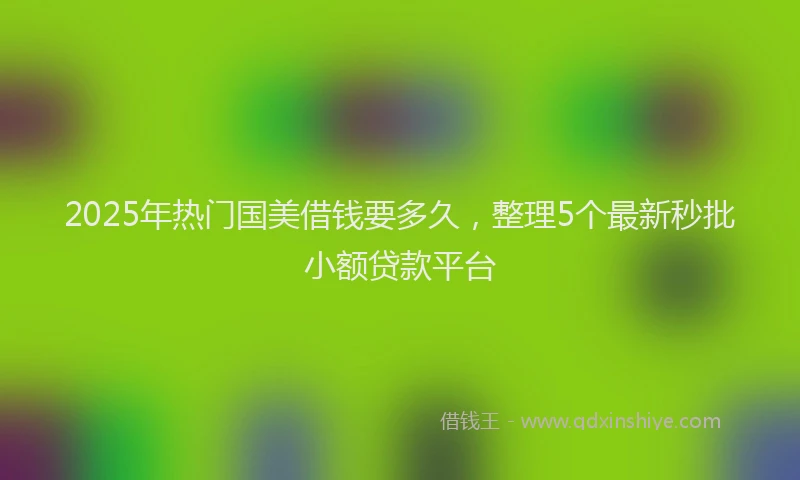 2025年热门国美借钱要多久，整理5个最新秒批小额贷款平台