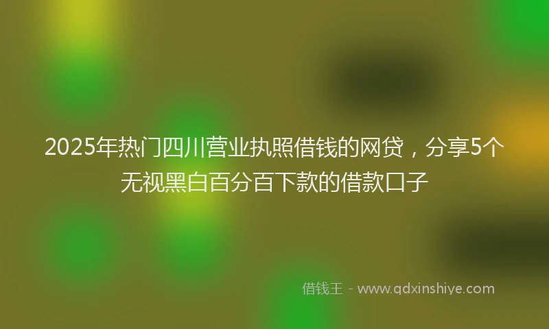 2025年热门四川营业执照借钱的网贷，分享5个无视黑白百分百下款的借款口子
