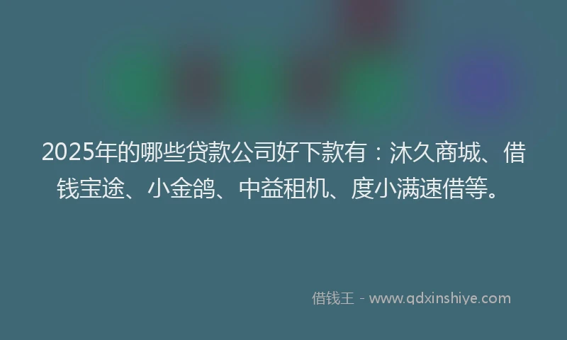 2025年的哪些贷款公司好下款有：沐久商城、借钱宝途、小金鸽、中益租机、度小满速借等。