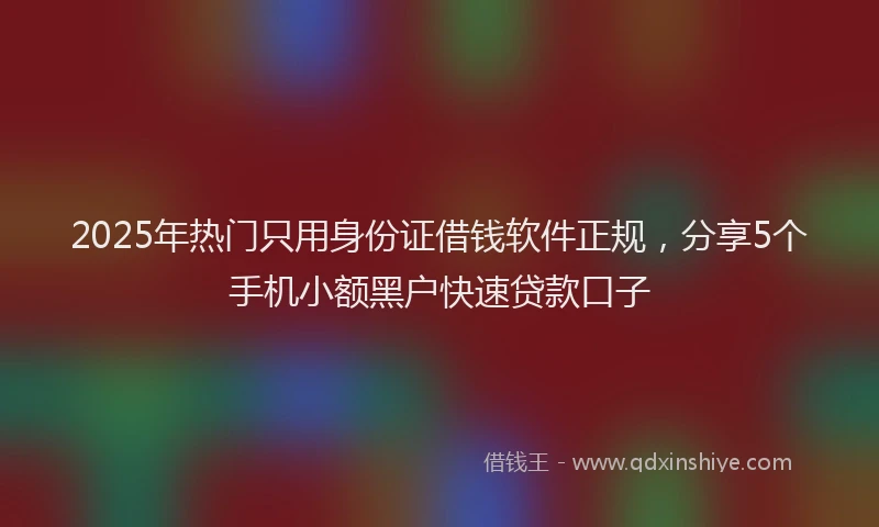 2025年热门只用身份证借钱软件正规，分享5个手机小额黑户快速贷款口子