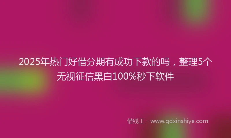 2025年热门好借分期有成功下款的吗，整理5个无视征信黑白100%秒下软件