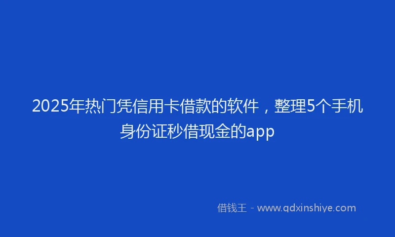 2025年热门凭信用卡借款的软件，整理5个手机身份证秒借现金的app