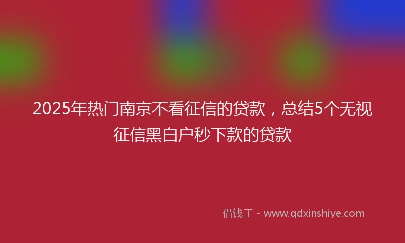 2025年热门南京不看征信的贷款，总结5个无视征信黑白户秒下款的贷款