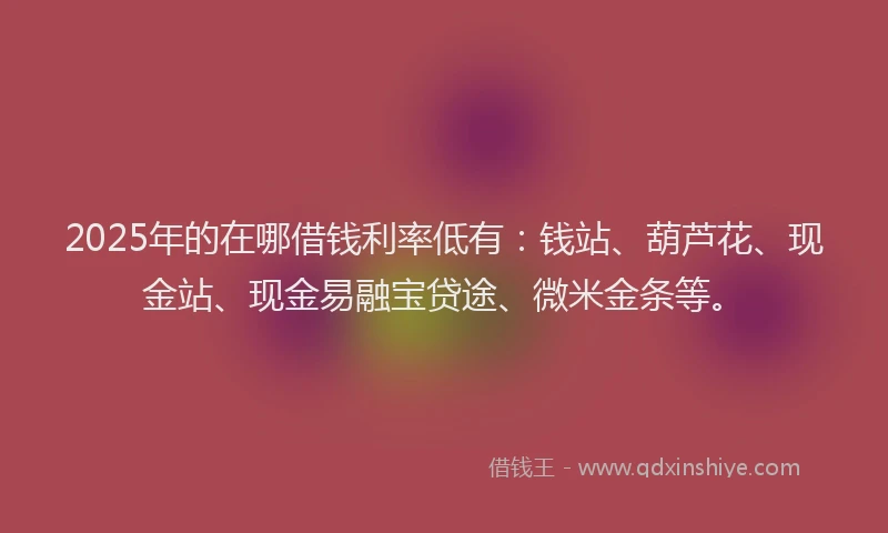 2025年的在哪借钱利率低有：钱站、葫芦花、现金站、现金易融宝贷途、微米金条等。