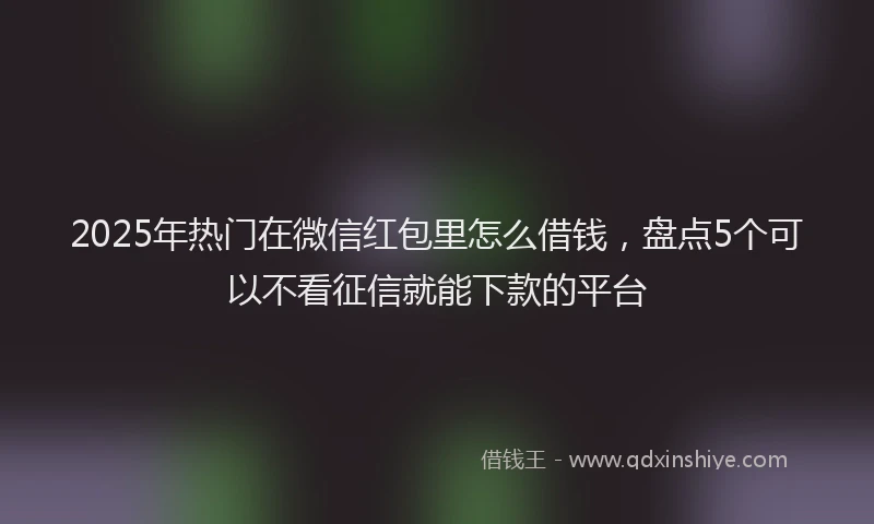 2025年热门在微信红包里怎么借钱，盘点5个可以不看征信就能下款的平台