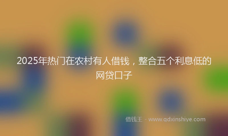 2025年热门在农村有人借钱，整合五个利息低的网贷口子