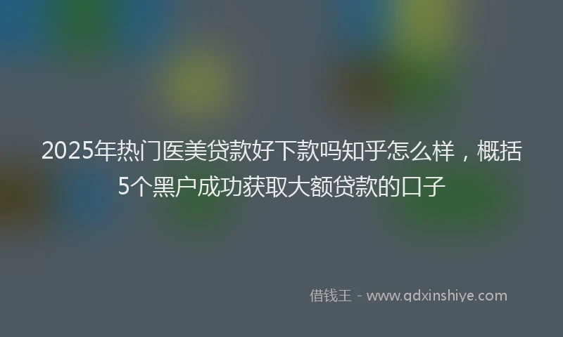 2025年热门医美贷款好下款吗知乎怎么样，概括5个黑户成功获取大额贷款的口子