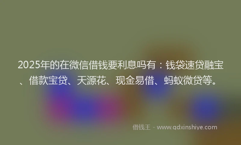 2025年的在微信借钱要利息吗有：钱袋速贷融宝、借款宝贷、天源花、现金易借、蚂蚁微贷等。