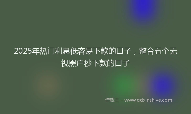 2025年热门利息低容易下款的口子，整合五个无视黑户秒下款的口子