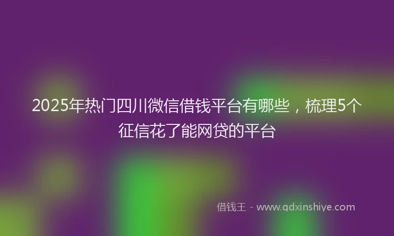 2025年热门四川微信借钱平台有哪些，梳理5个征信花了能网贷的平台