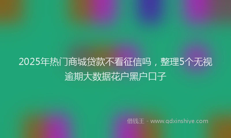 2025年热门商城贷款不看征信吗，整理5个无视逾期大数据花户黑户口子
