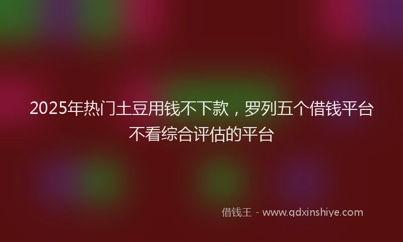 2025年热门土豆用钱不下款，罗列五个借钱平台不看综合评估的平台