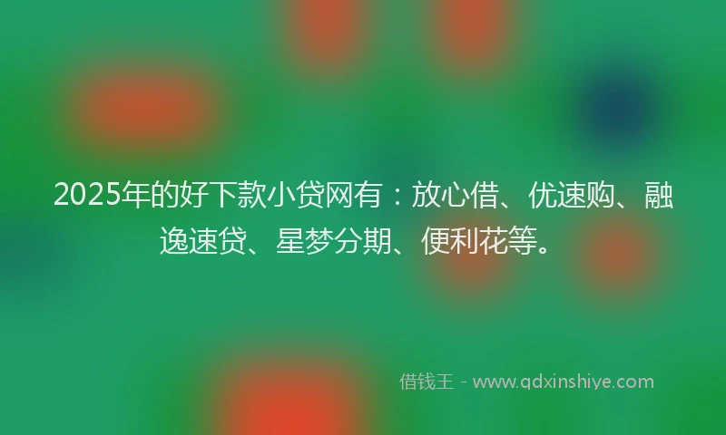 2025年的好下款小贷网有：放心借、优速购、融逸速贷、星梦分期、便利花等。