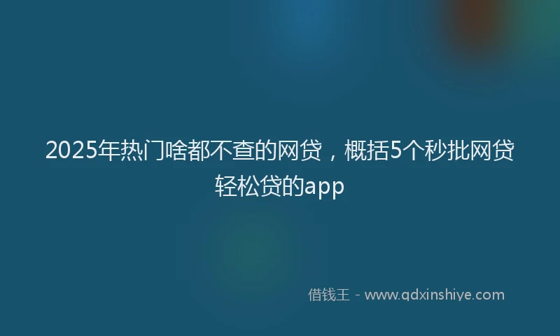 2025年热门啥都不查的网贷，概括5个秒批网贷轻松贷的app