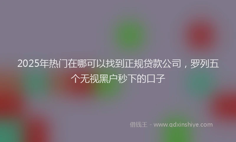 2025年热门在哪可以找到正规贷款公司，罗列五个无视黑户秒下的口子