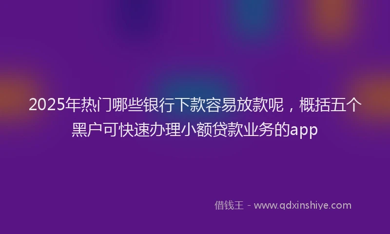 2025年热门哪些银行下款容易放款呢，概括五个黑户可快速办理小额贷款业务的app