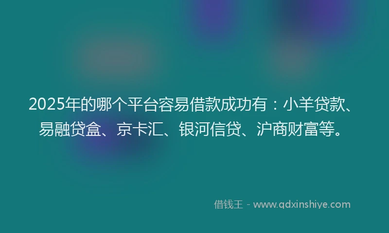 2025年的哪个平台容易借款成功有：小羊贷款、易融贷盒、京卡汇、银河信贷、沪商财富等。
