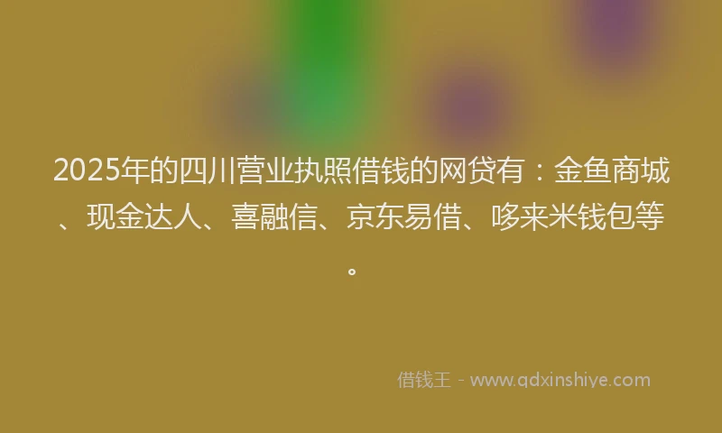 2025年的四川营业执照借钱的网贷有：金鱼商城、现金达人、喜融信、京东易借、哆来米钱包等。