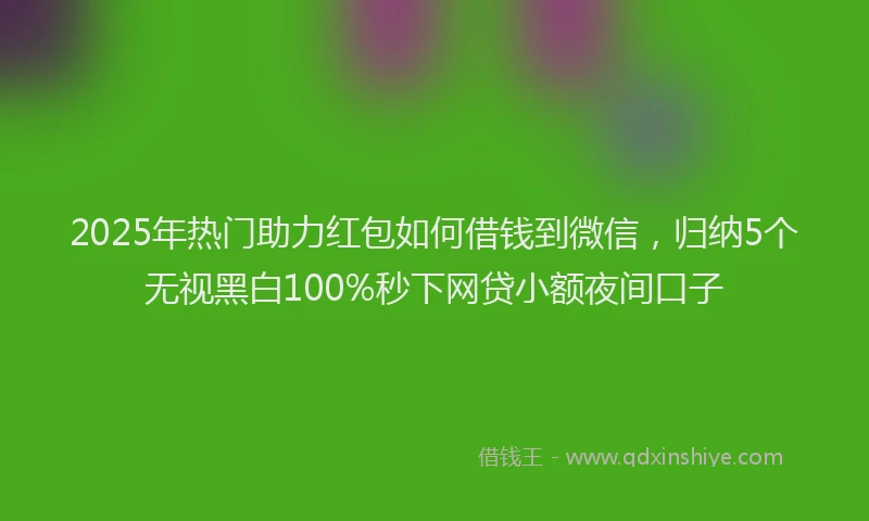 2025年热门助力红包如何借钱到微信，归纳5个无视黑白100%秒下网贷小额夜间口子