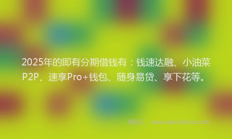2025年的即有分期借钱有：钱速达融、小油菜P2P、速享Pro+钱包、随身易贷、享下花等。