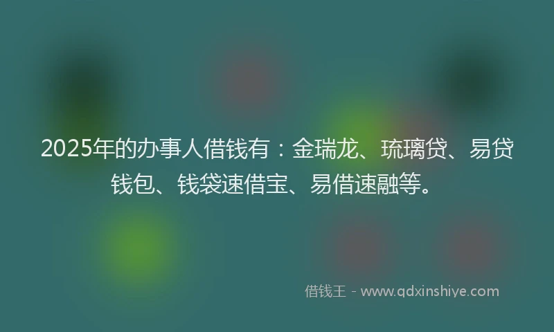2025年的办事人借钱有：金瑞龙、琉璃贷、易贷钱包、钱袋速借宝、易借速融等。