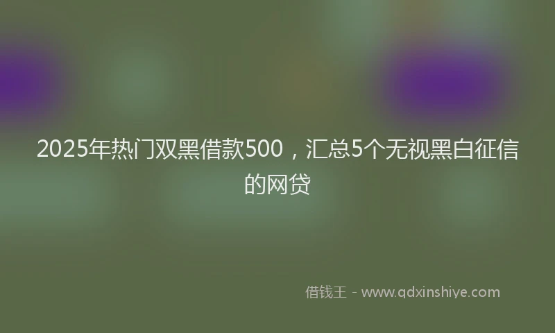 2025年热门双黑借款500，汇总5个无视黑白征信的网贷