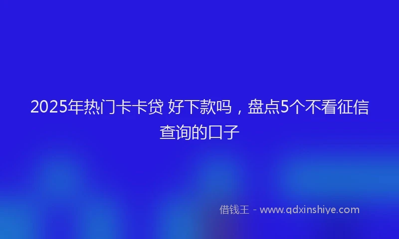 2025年热门卡卡贷 好下款吗，盘点5个不看征信查询的口子
