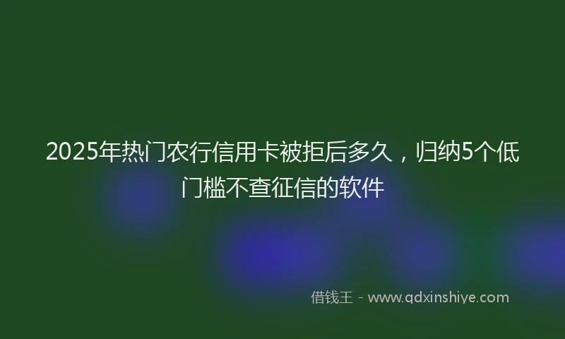 2025年热门农行信用卡被拒后多久，归纳5个低门槛不查征信的软件