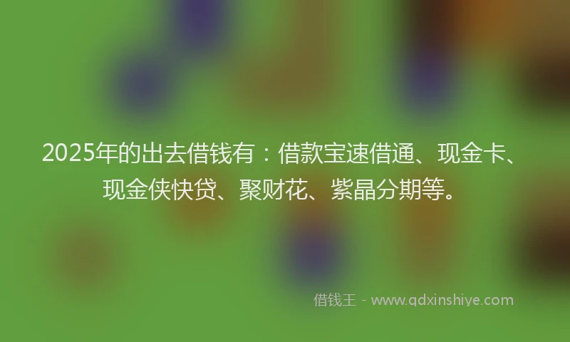 2025年的出去借钱有：借款宝速借通、现金卡、现金侠快贷、聚财花、紫晶分期等。
