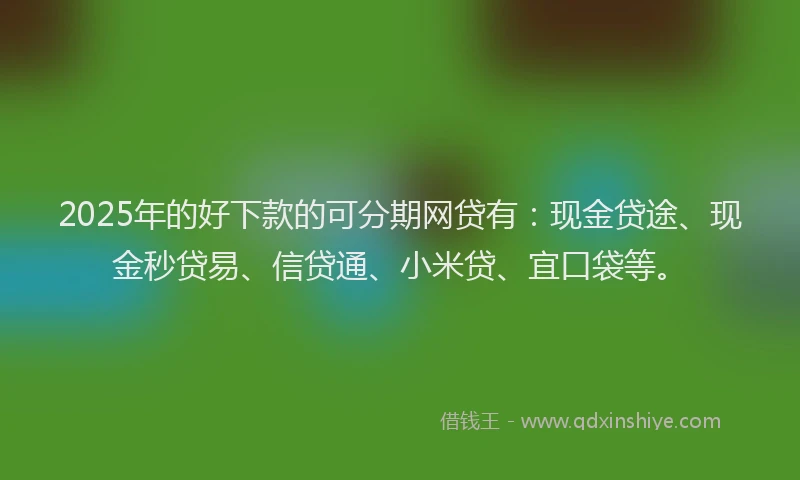2025年的好下款的可分期网贷有：现金贷途、现金秒贷易、信贷通、小米贷、宜口袋等。