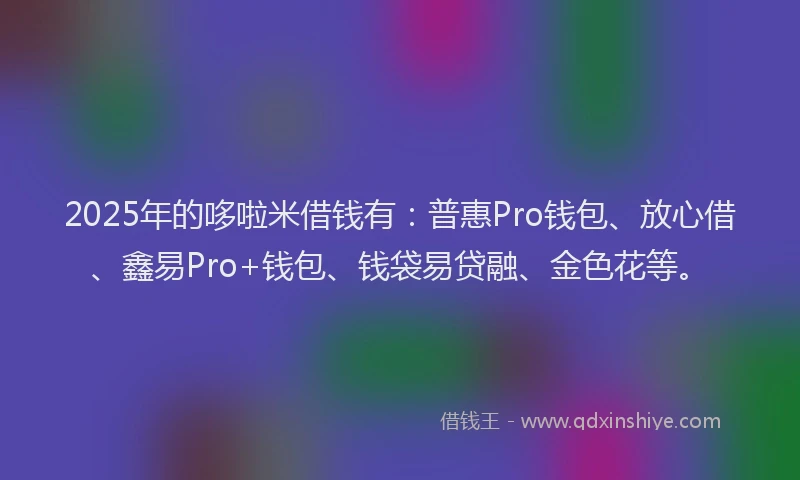 2025年的哆啦米借钱有：普惠Pro钱包、放心借、鑫易Pro+钱包、钱袋易贷融、金色花等。