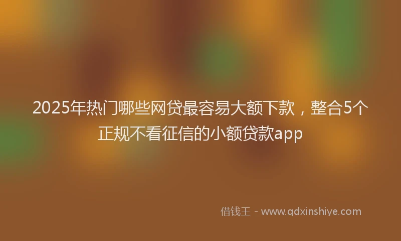 2025年热门哪些网贷最容易大额下款，整合5个正规不看征信的小额贷款app