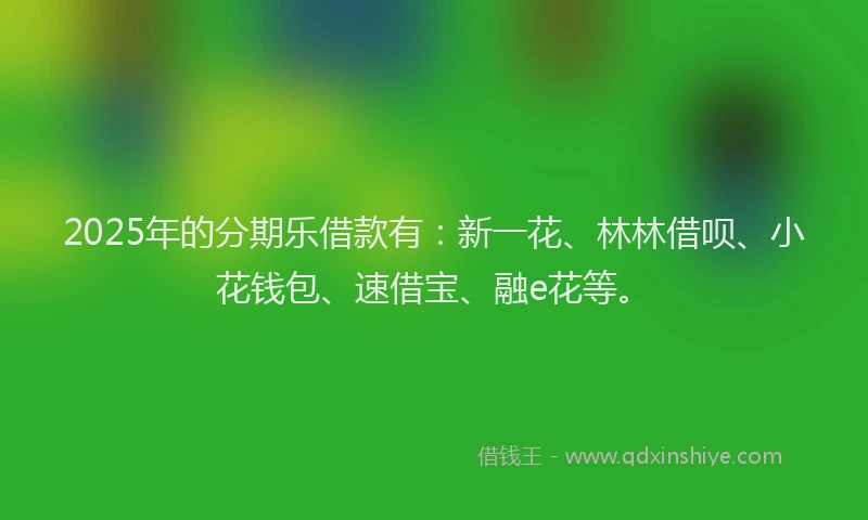 2025年的分期乐借款有：新一花、林林借呗、小花钱包、速借宝、融e花等。