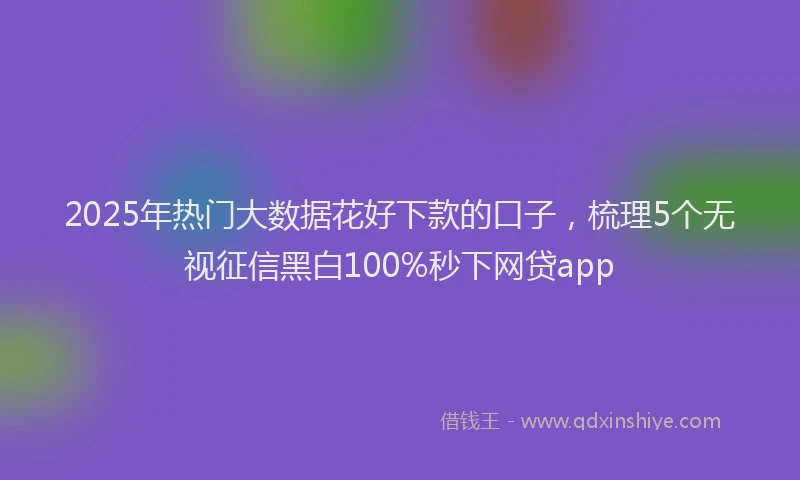 2025年热门大数据花好下款的口子，梳理5个无视征信黑白100%秒下网贷app